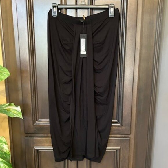 Donna Karan New York Draped Midi Black Skirt